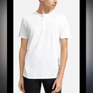 EVERLANE White Air Henley 100% Cotton T-Shirt Light Crew Neck 3 buttons Summer M